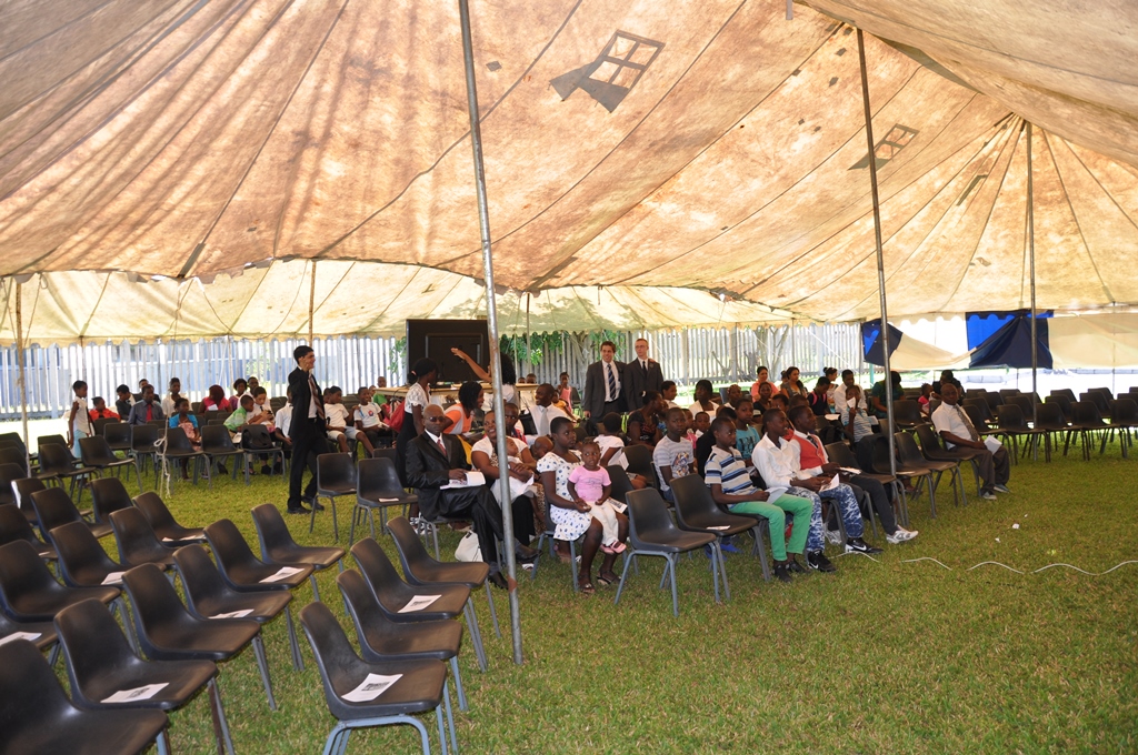 Tents were set up to handle the overflow crowds of people wanting to attend Conference